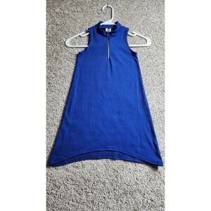 Insta Girl Royal Blue Ribbed Knit Sleeveless 1/4 Zip Mock Neck Tank Top Size M